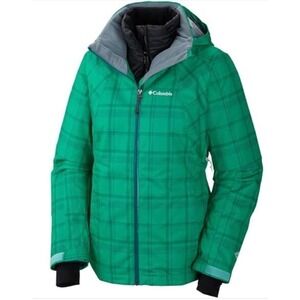 Columbia Whirlibird Winter Jacket L Omni Heat Green Plaid Interchange Women's L